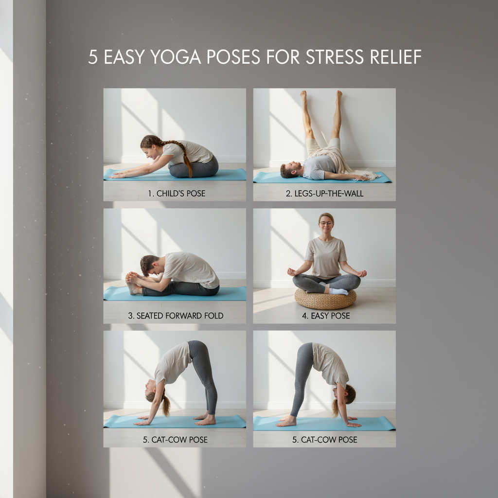 A serene scene of someone practicing the Legs-Up-the-Wall Pose with a relaxed and peaceful expression, symbolizing the 'aha' moment of stress relief.