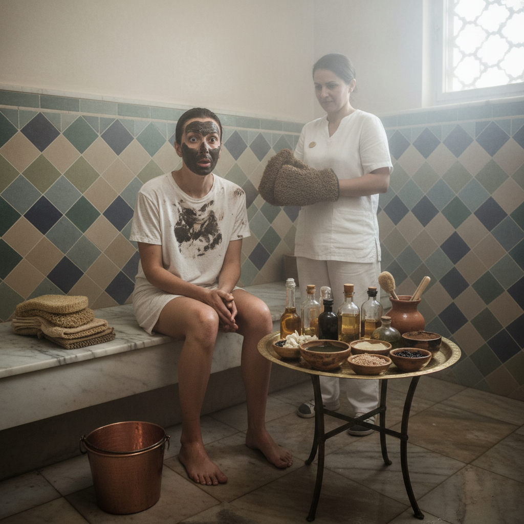 Scandinavian sauna with birch twigs for exfoliation and circulation