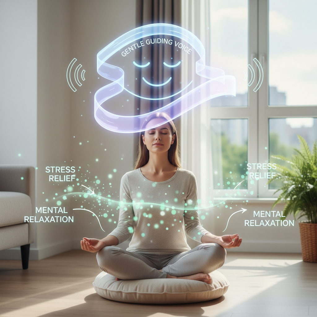 A peaceful wellness environment blending traditional elements like herbal tea or incense with modern touches such as neuroscience brain imagery, symbolizing the fusion of ancient wisdom and modern science.