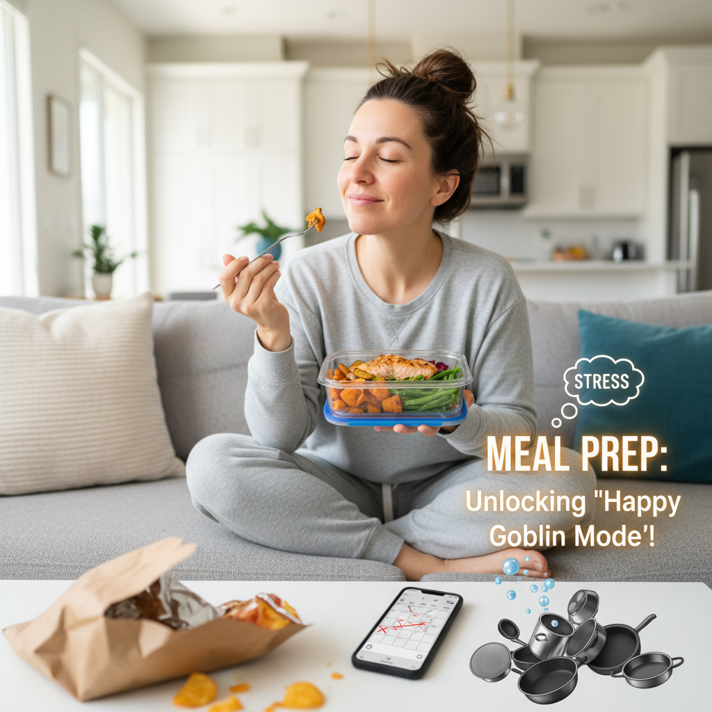 Image of a kitchen scene with someone planning and scheduling their meal prep session, including a shopping list with ingredients like chicken, quinoa, and fresh vegetables.