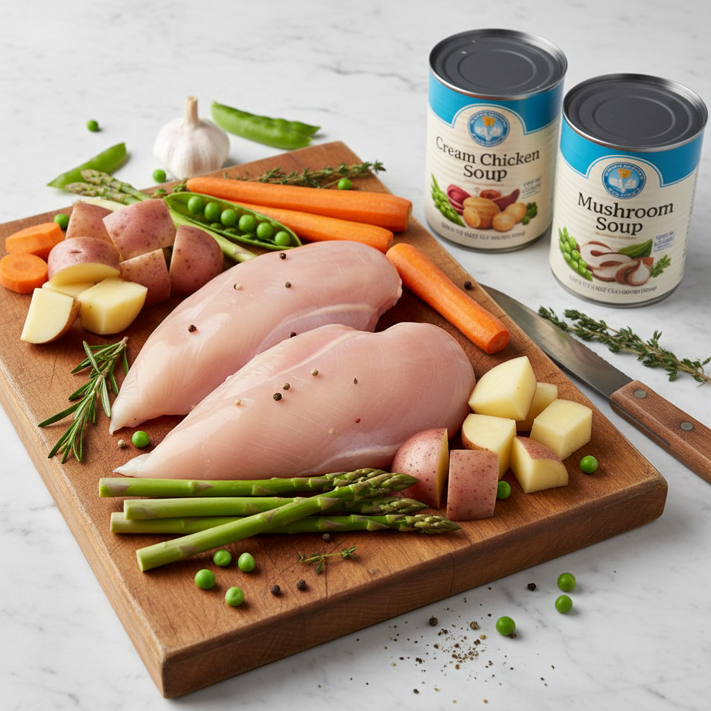 Ingredients for chicken pot pie