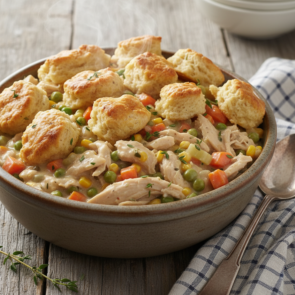 Cozy crock pot chicken pot pie