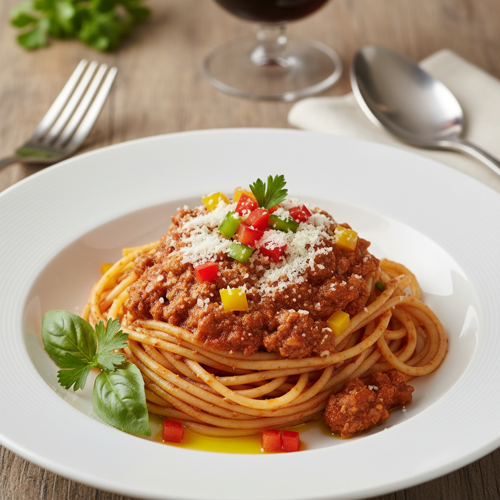 Simmering turkey spaghetti sauce