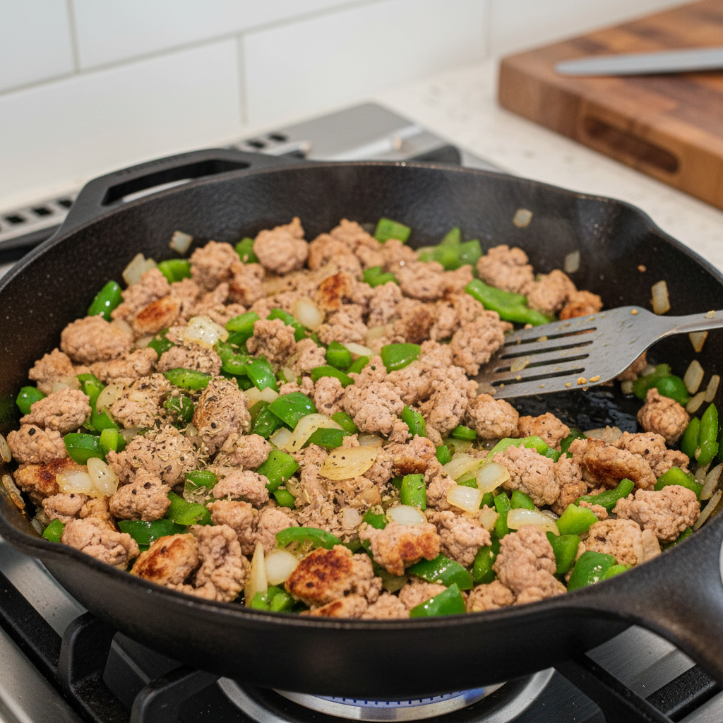 Cooking turkey meat for tacos