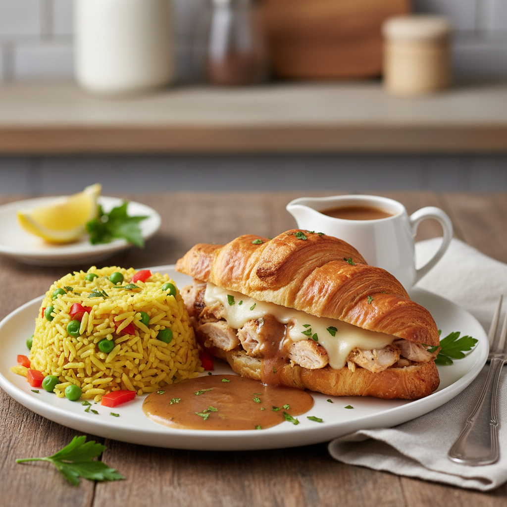 Golden brown baked chicken crescent sandwiches