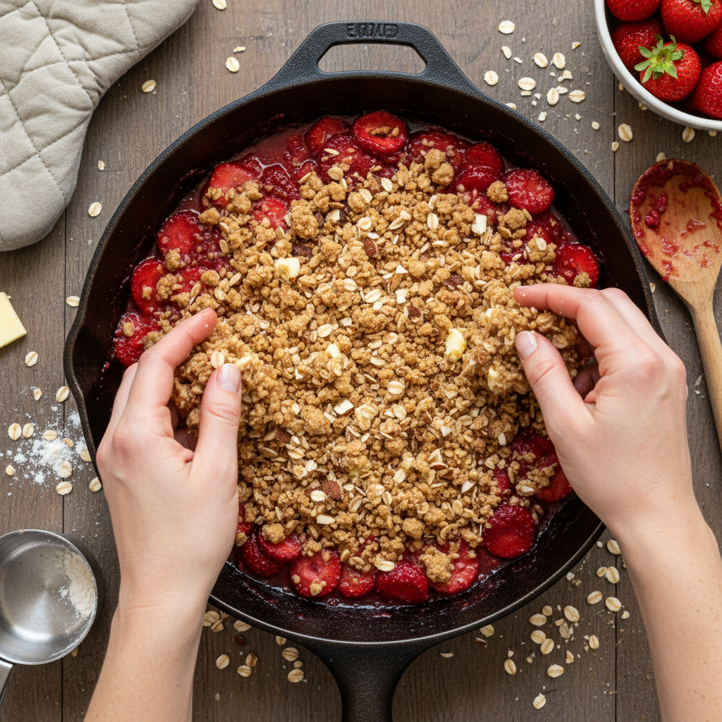 Ingredients for strawberry vanilla crisp