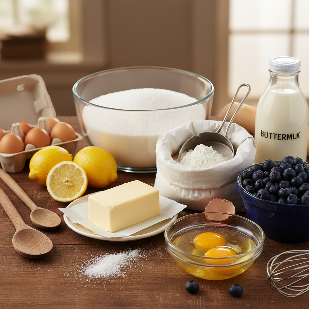 Blueberry cake with lemon