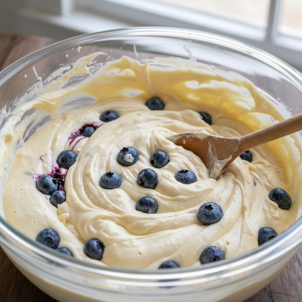 Ingredients list for blueberry cake
