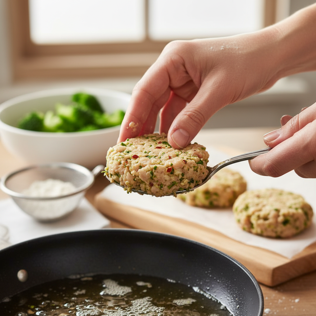 Spoken Moment about Chicken Broccoli Parmesan Fritters
