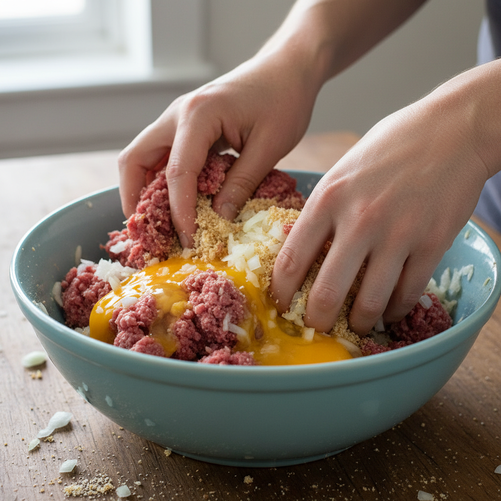 Step-by-step instructions for making meatloaf