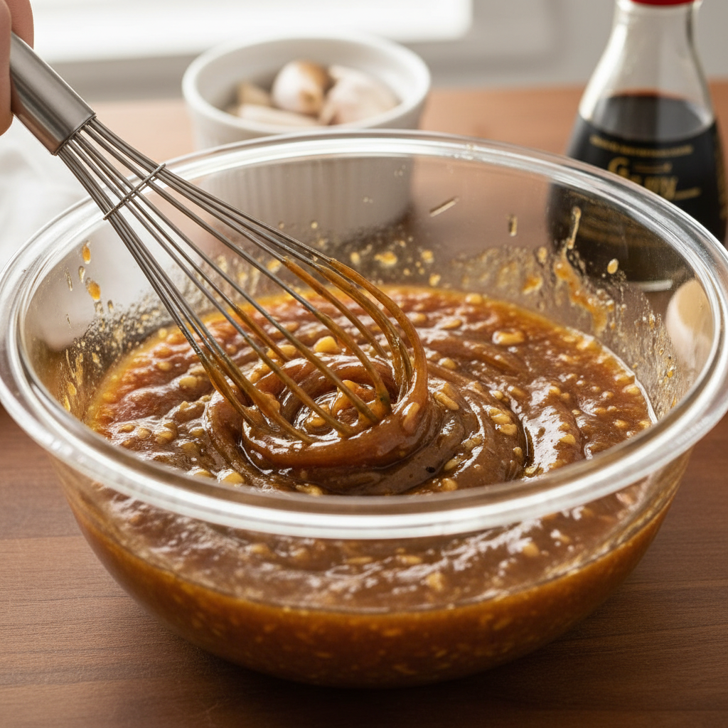 Spoken moment while preparing honey garlic salmon