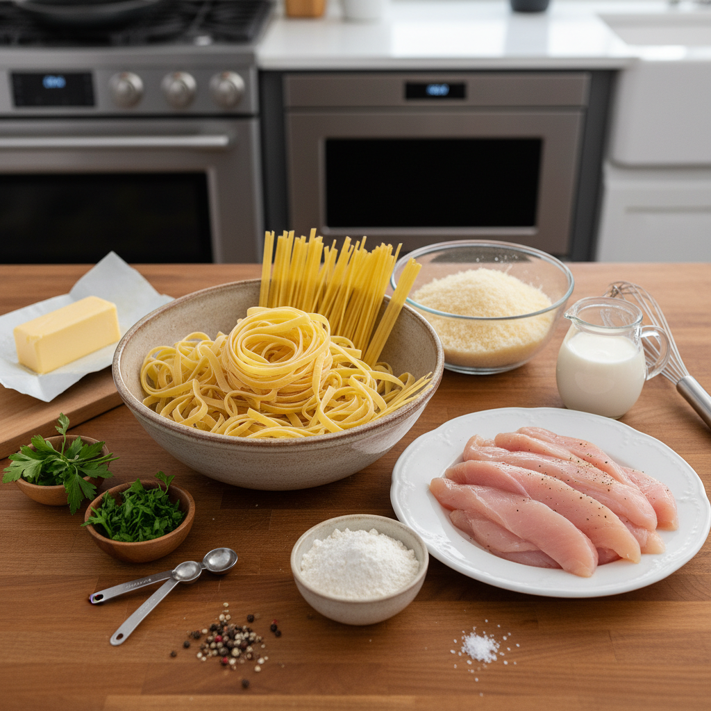 Ingredients for Chicken Alfredo