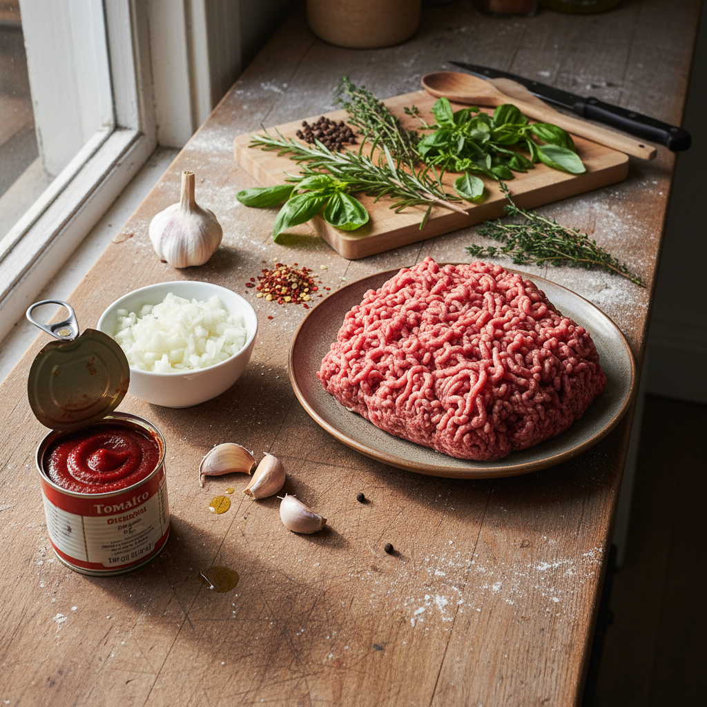 Ingredients for Spaghetti Meat Sauce