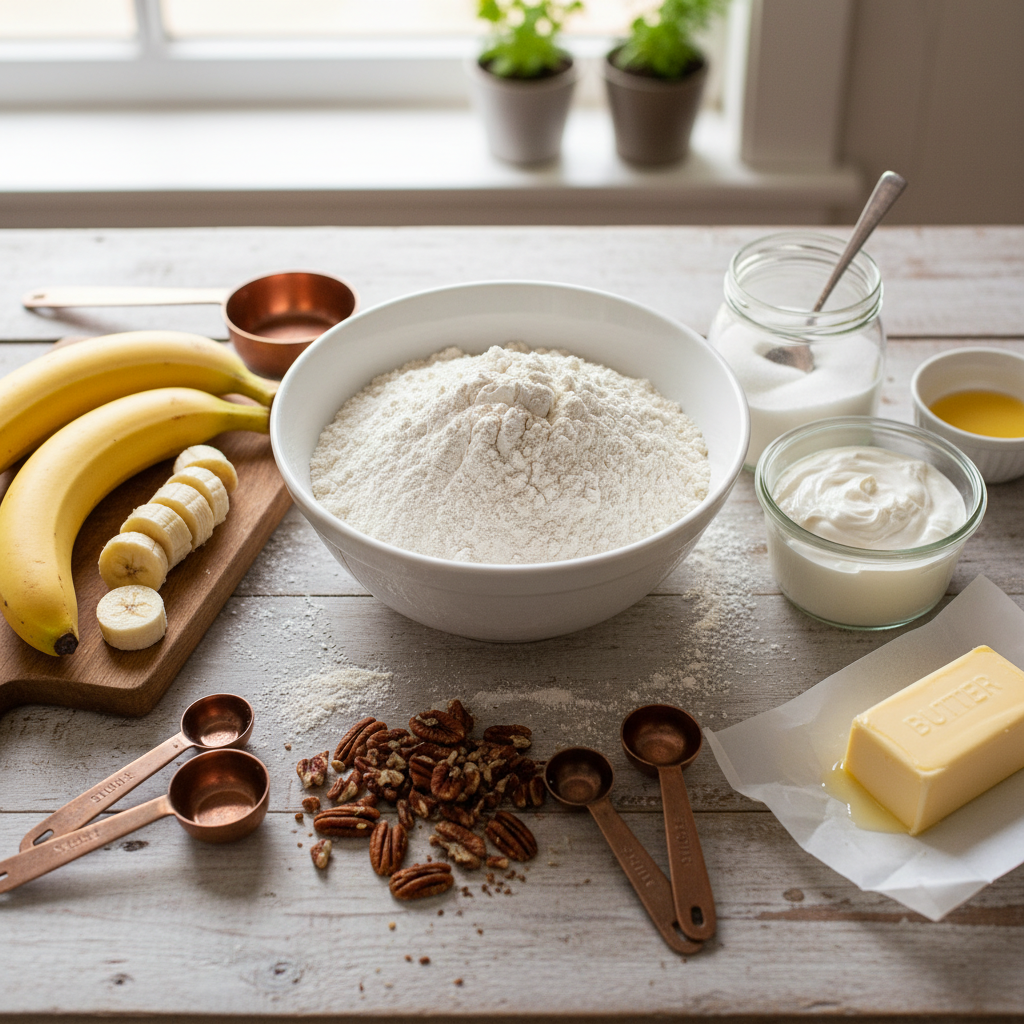Ingredients for Banana Nut Bread Brownies