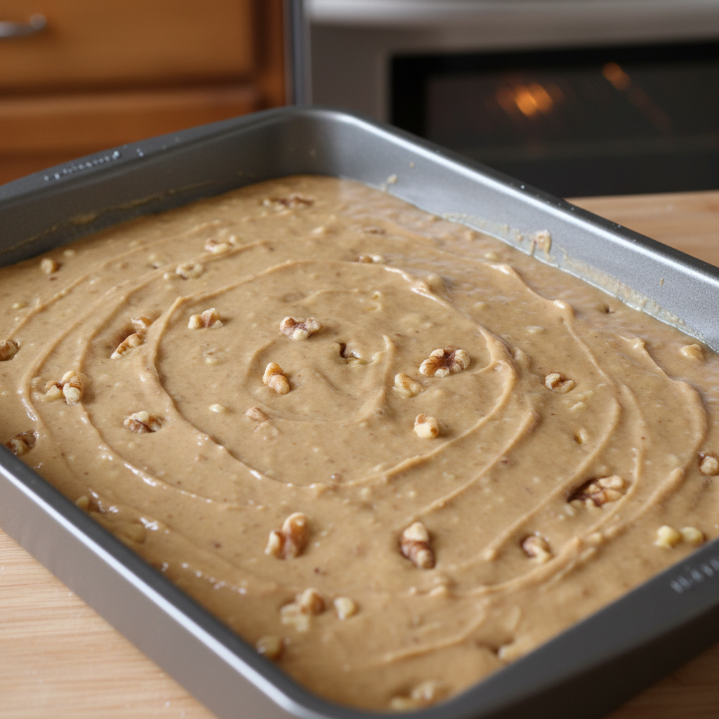 Step by step instructions for Banana Nut Bread Brownies