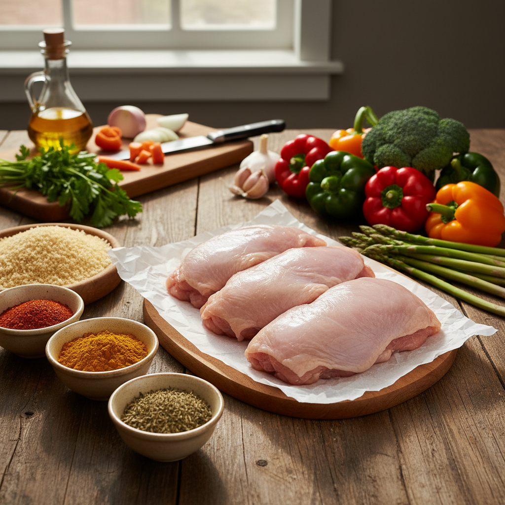 Ingredients for hot honey panko chicken bowls