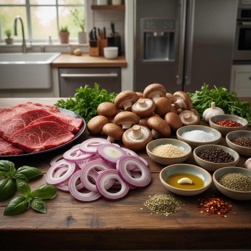 Ingredients for Beef Stroganoff