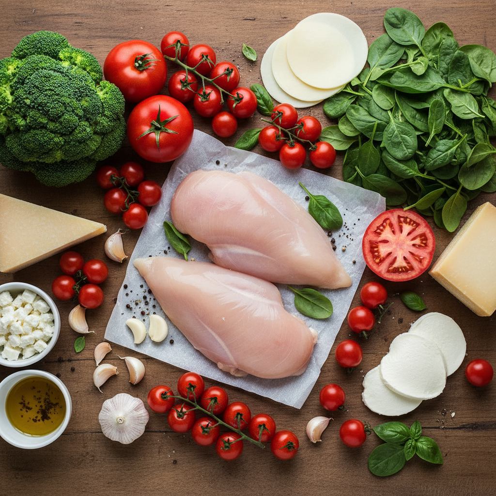 Fresh ingredients for keto garlic chicken