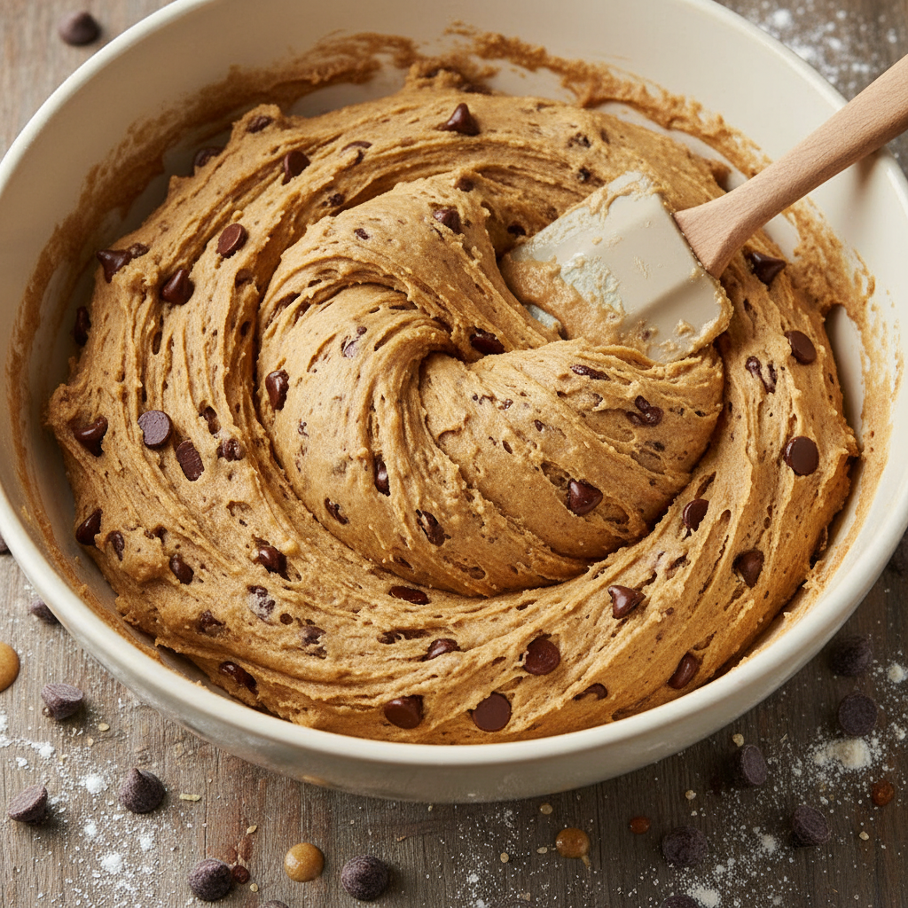 Ingredients for chocolate chip cookie bars laid out