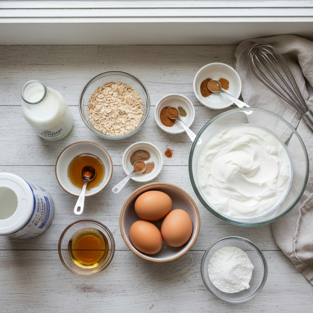 Ingredients for High-Protein Cinnamon Roll Pancakes