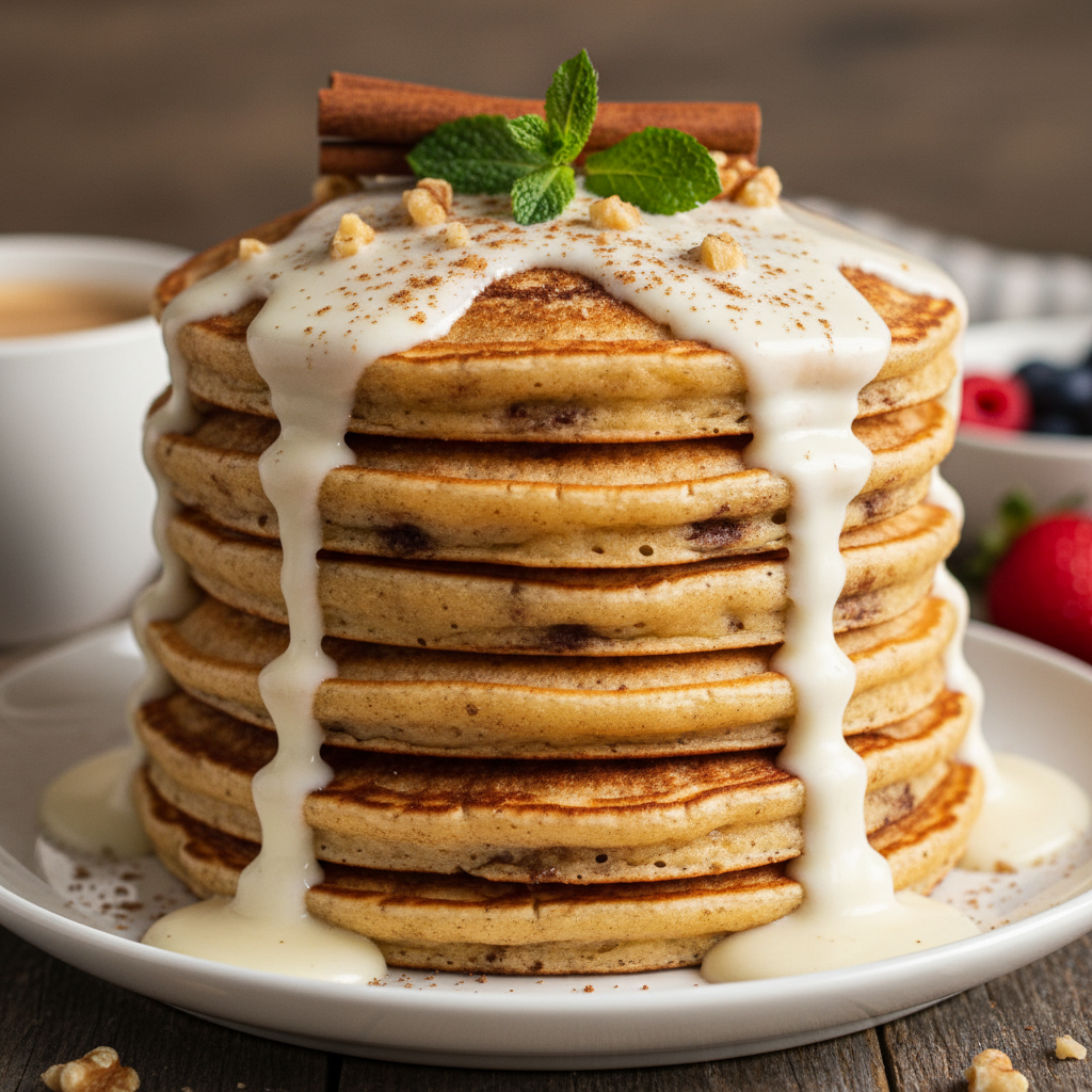 High-Protein Cinnamon Roll Pancakes