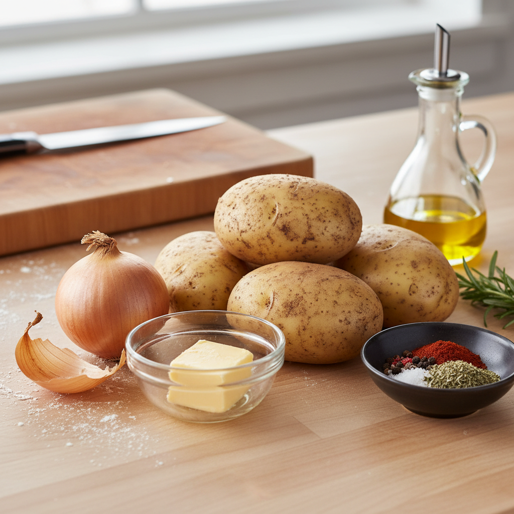 Sliced onions and seasoning ingredients