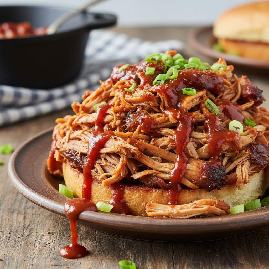Slow Cooker Pulled Chicken Barbecue dish