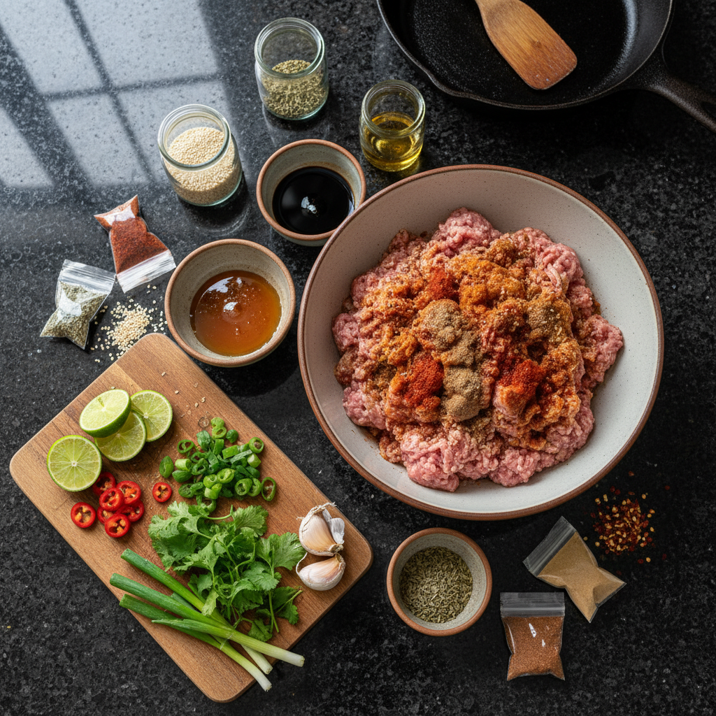 Ingredients for Curry and Ground Turkey and Rice Bowls
