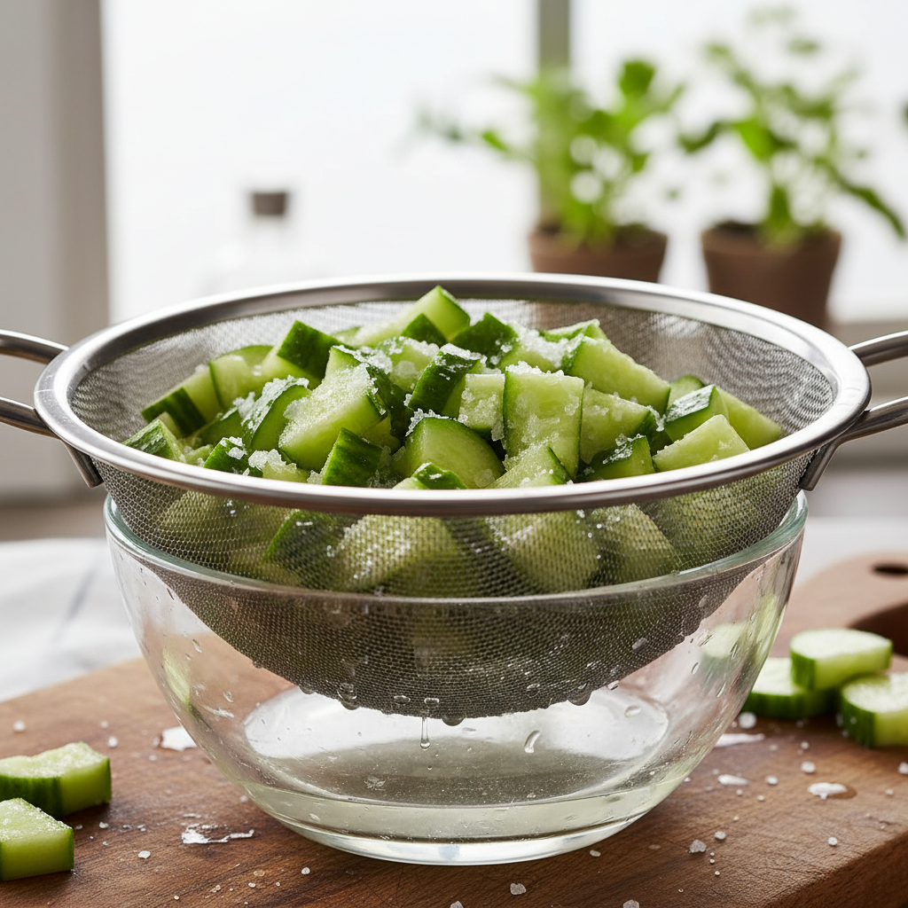 Instructions for preparing cucumber salad
