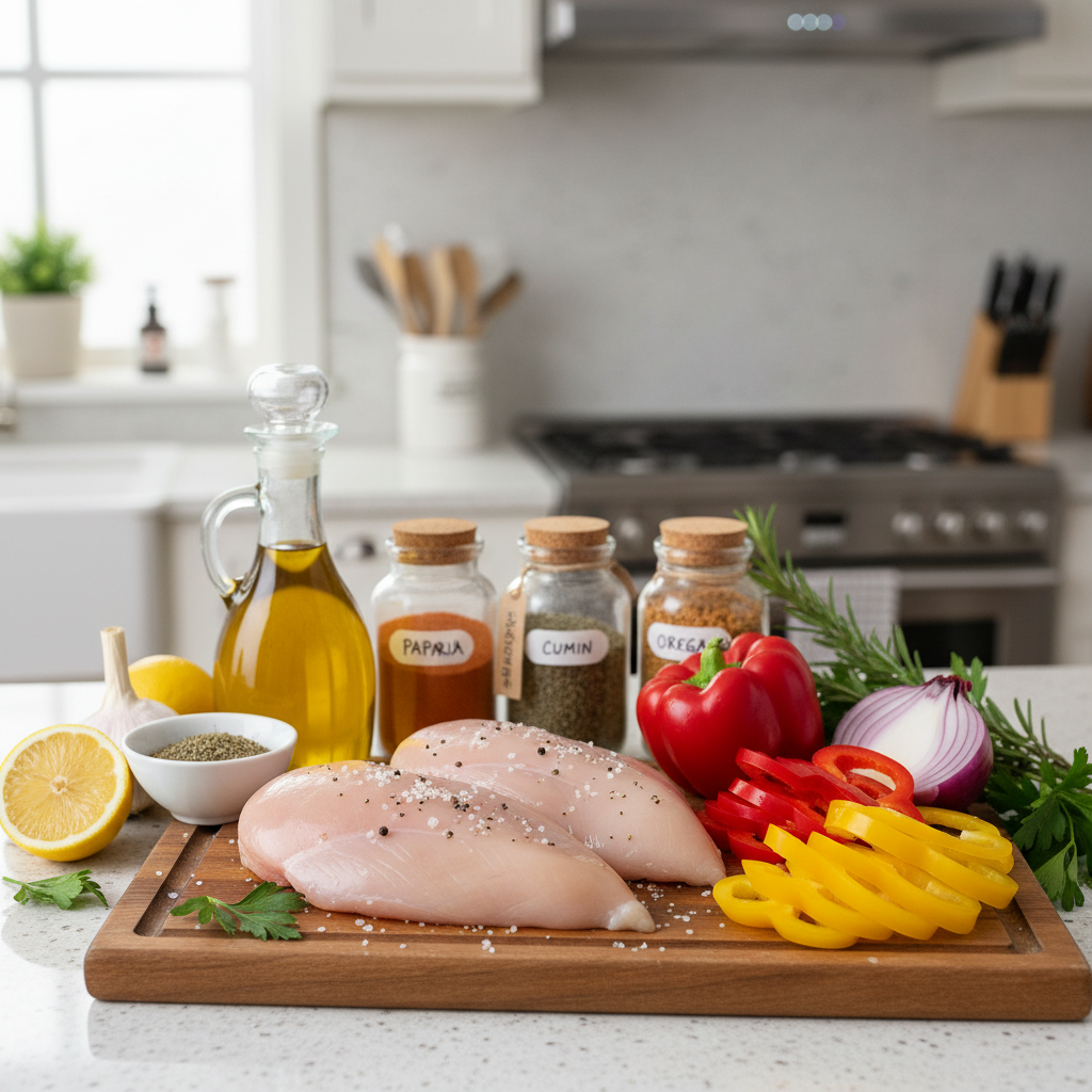 Ingredients for air fryer chicken fajitas