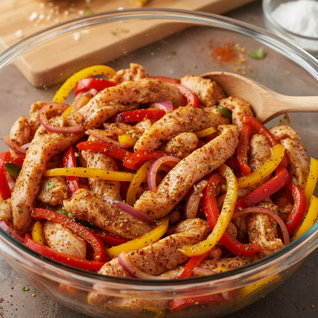 Step-by-step air fryer chicken fajitas preparation