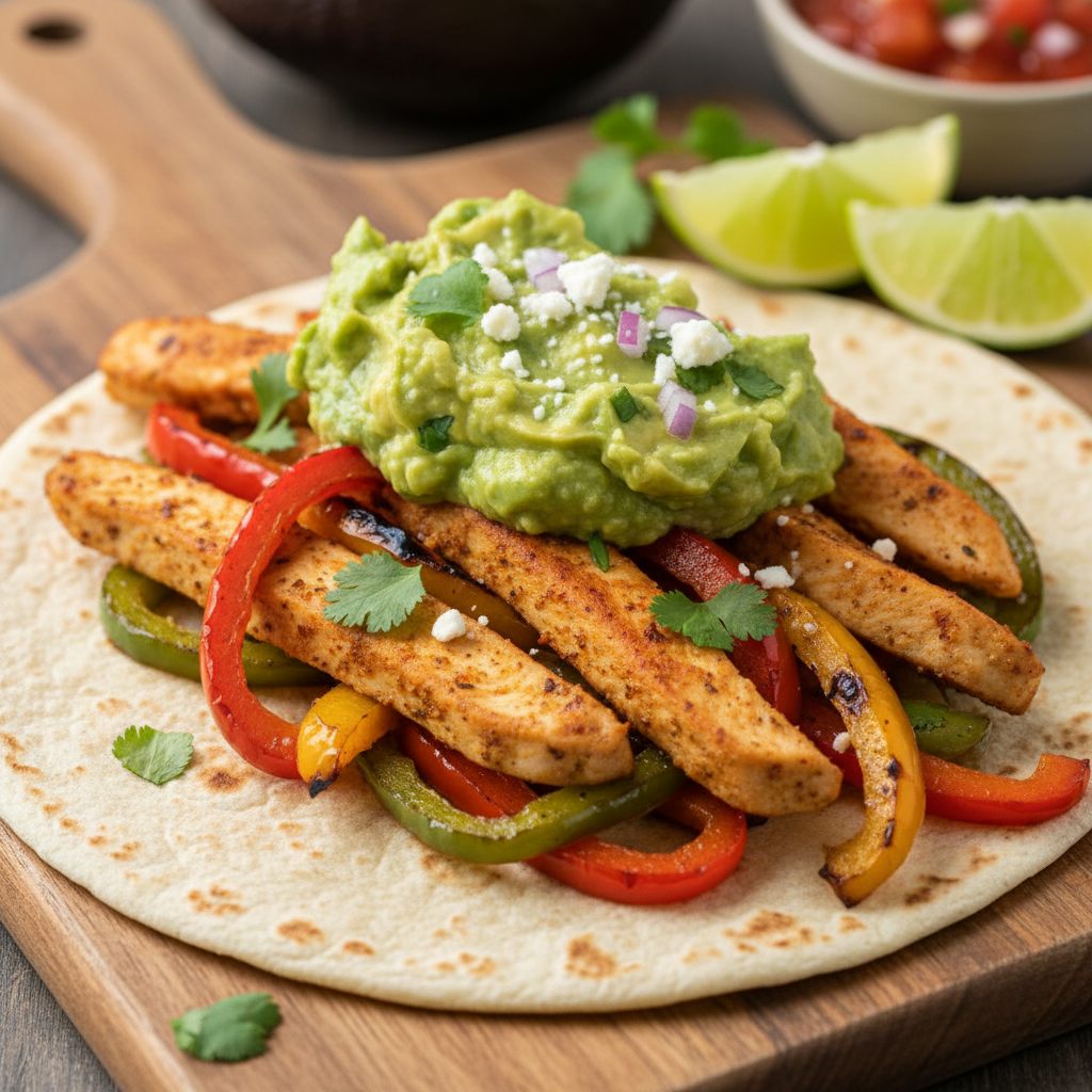 Cooked air fryer chicken fajitas