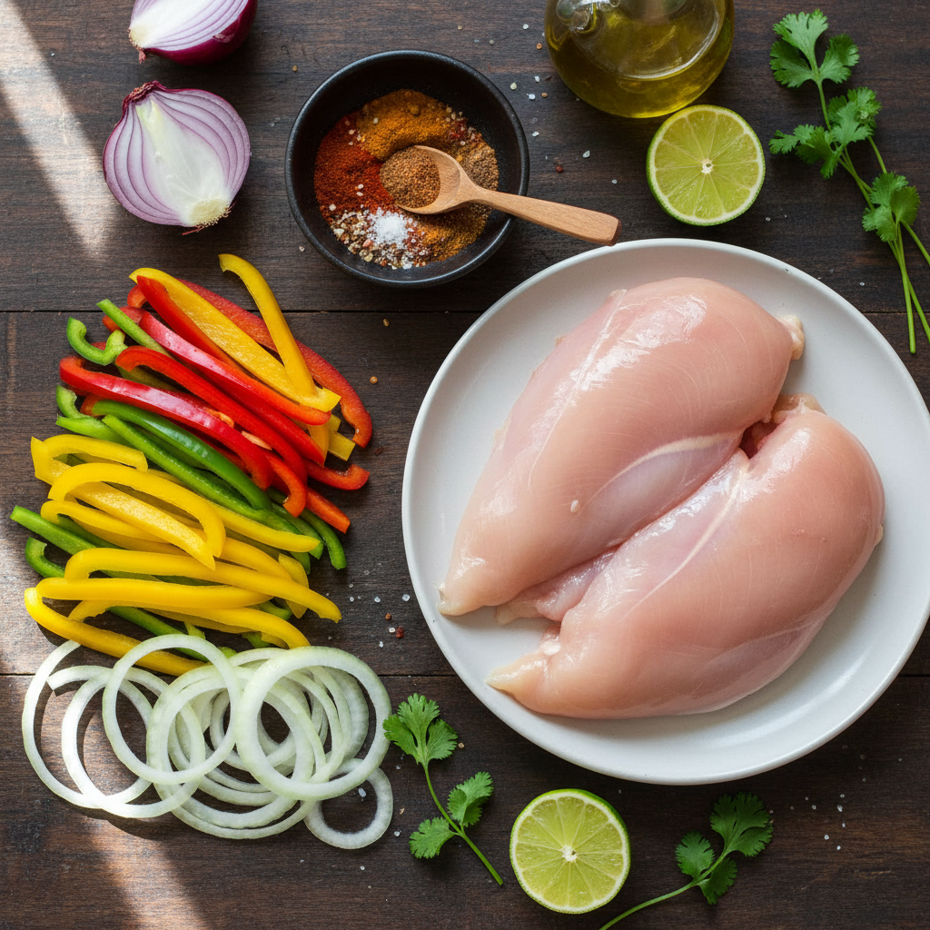 Ingredients for chicken fajitas