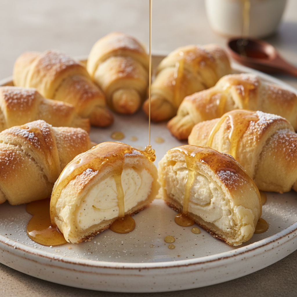 Baked cheesecake crescent rolls cooling