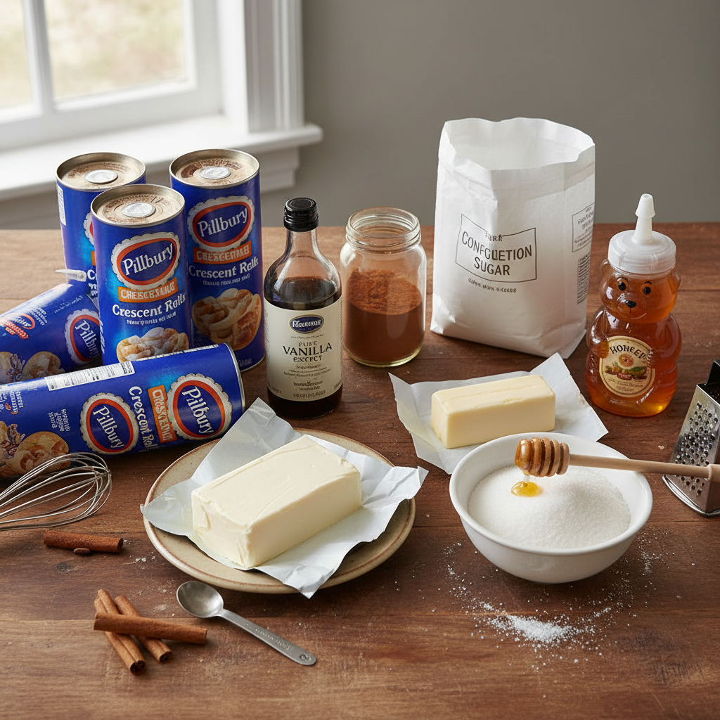 Cheesecake crescent rolls ingredients laid out