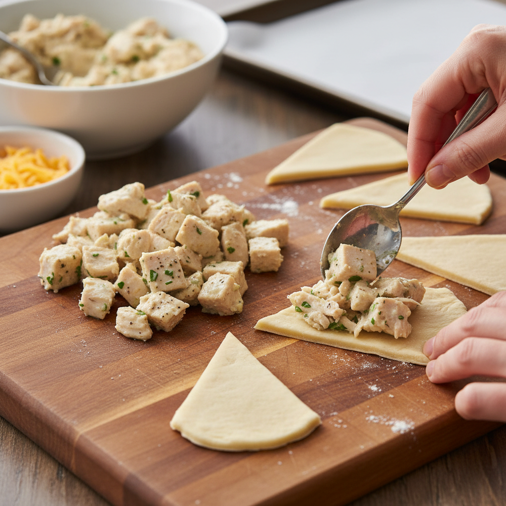 Instructions to prepare Chicken Crescent Rolls