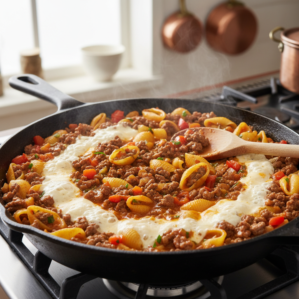 Cooking Instructions for Cheesy Beef and Shells