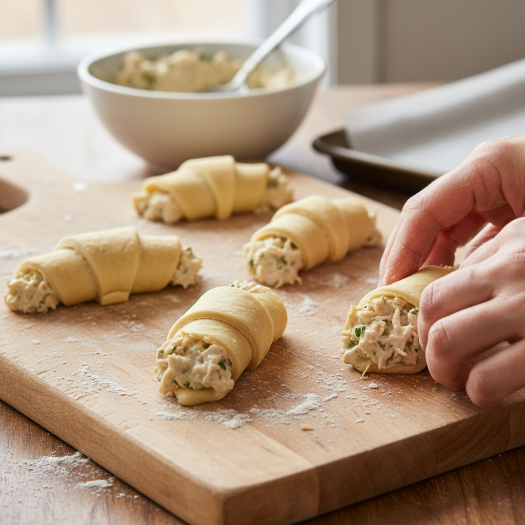 Instructions for making chicken crescent rolls