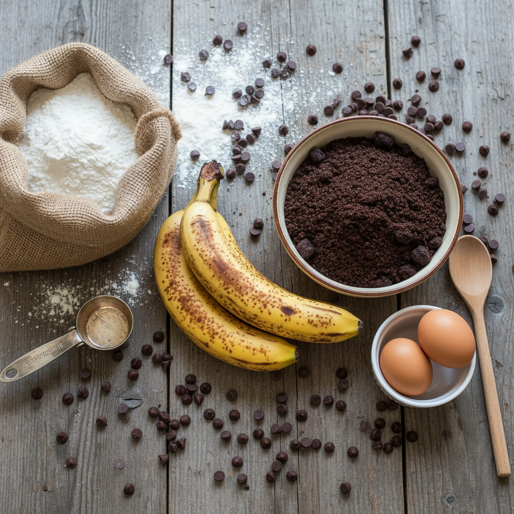 Ingredients for Chocolate Chip Banana Bars