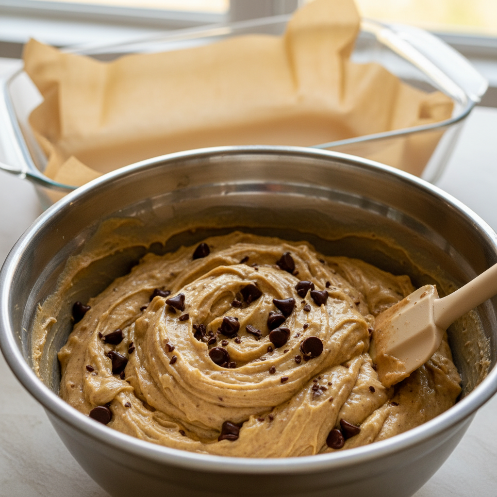 Instructions for making banana bars step by step displayed in kitchen