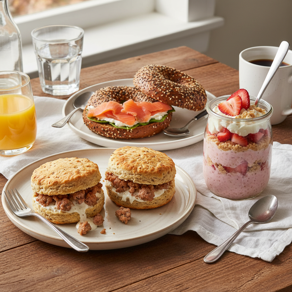 Ingredients for high-protein breakfasts