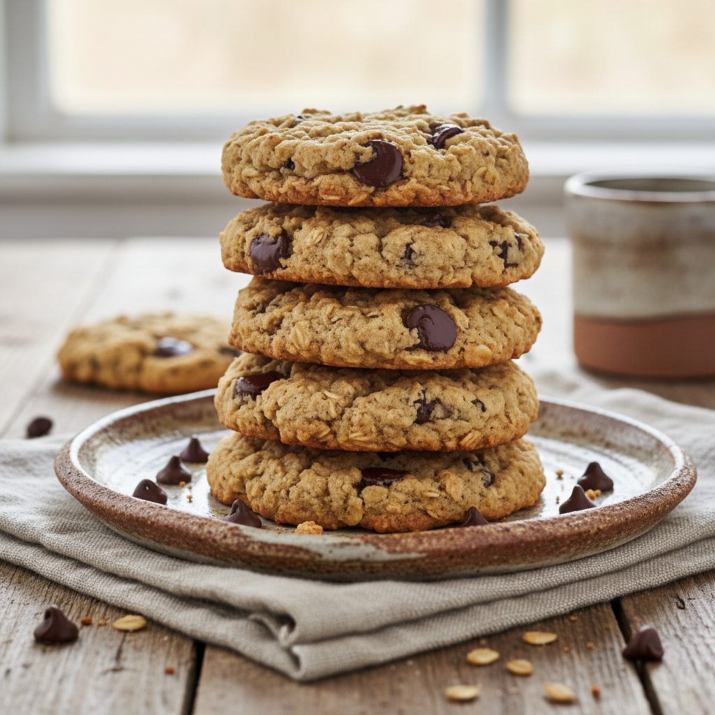 Fresh bananas and oatmeal ingredients