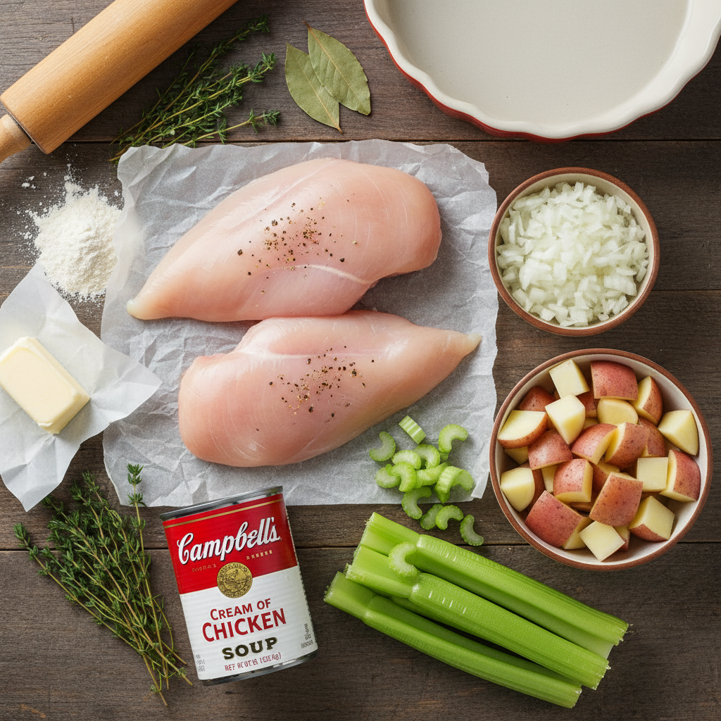 Ingredients for Crockpot Chicken Pot Pie