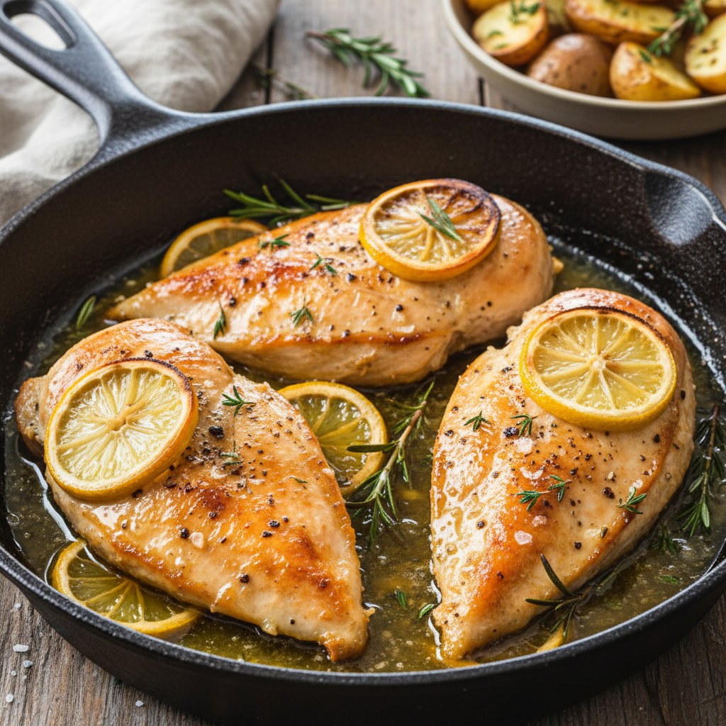 Garlic butter and lemon baked chicken breasts