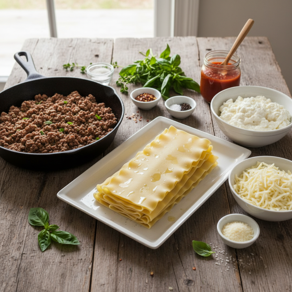 Ingredients for Lasagna Roll-Ups