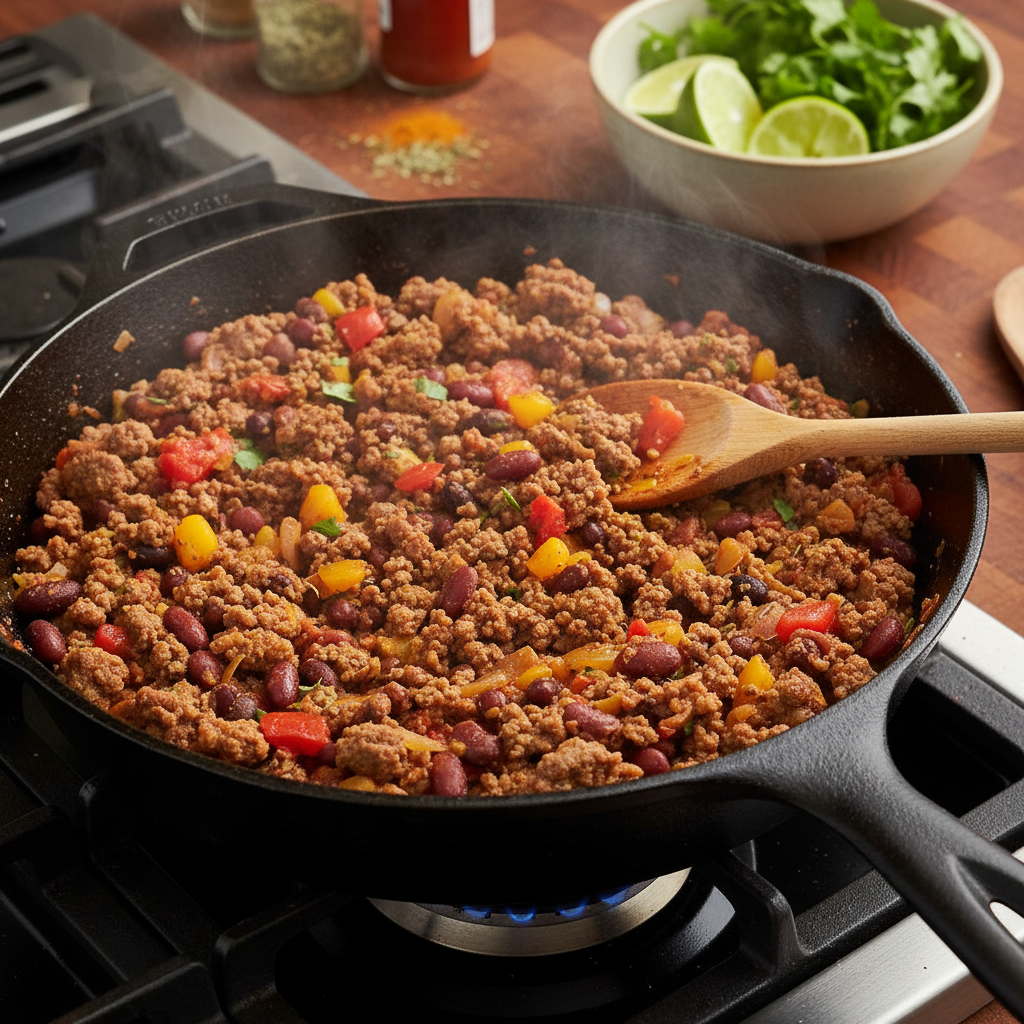Cooking the Mexican casserole