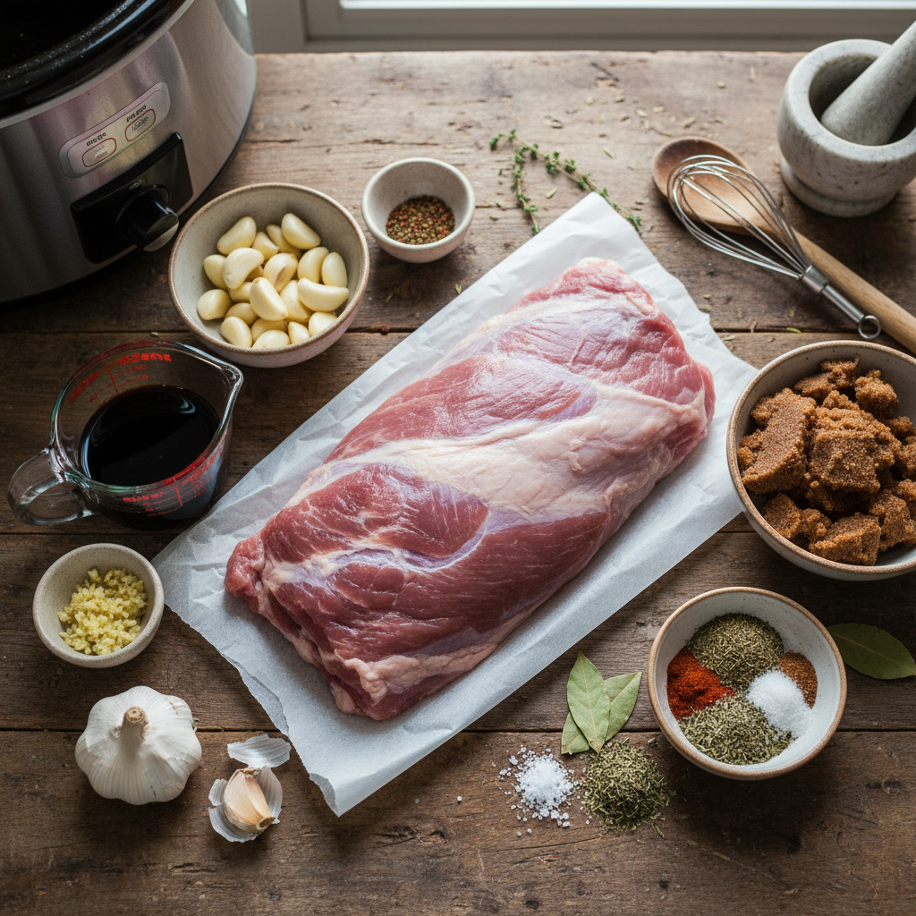 Ingredients for Garlic Crock Pot Pork Tenderloin