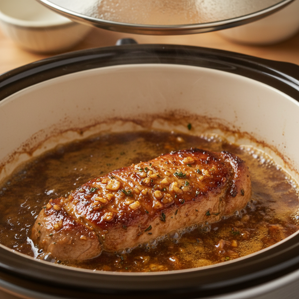 Instructions for Garlic Crock Pot Pork Tenderloin