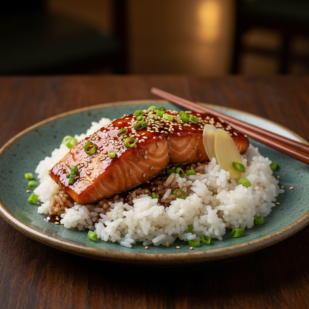 Serving suggestions with teriyaki baked salmon