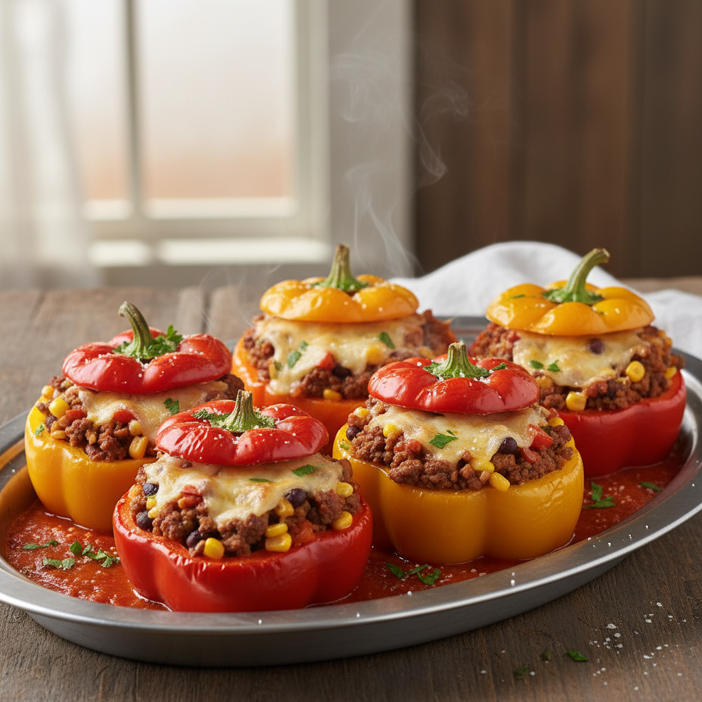 Stuffed Peppers Cooking Process